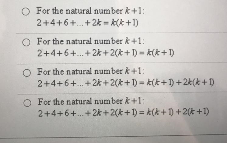 Help ASAP please!! For a proof by induction of the math statement below, identify-example-1