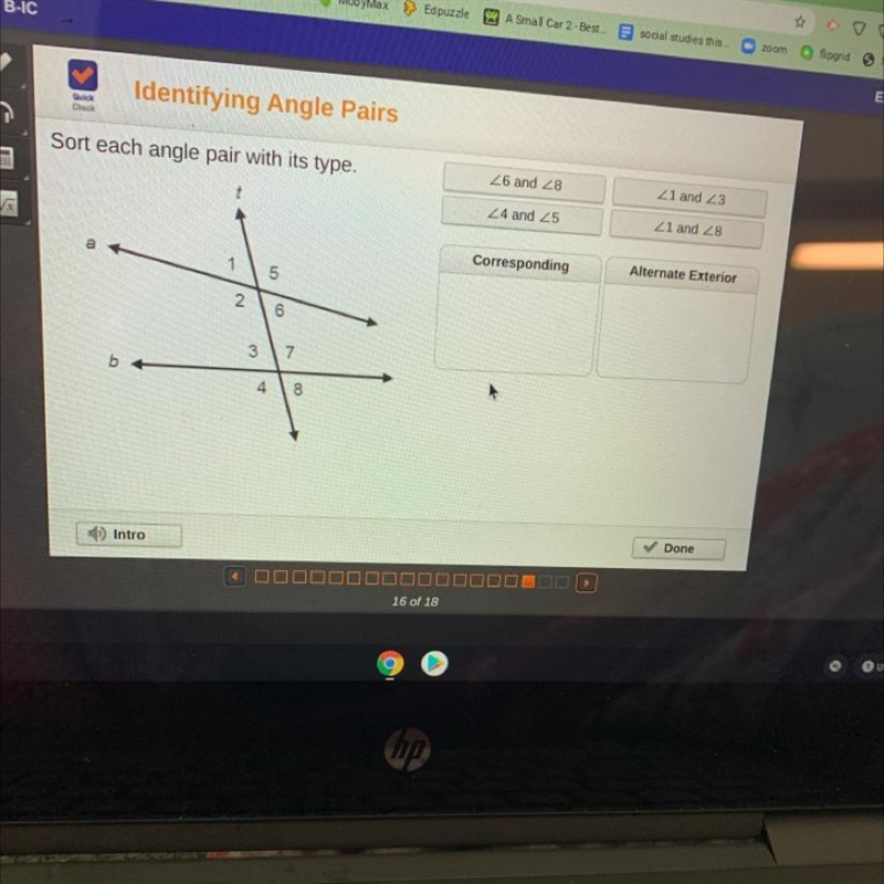 Identifying Angle Pairs Sort each angle pair with its type. 26 and 28 21 and 23 24 and-example-1