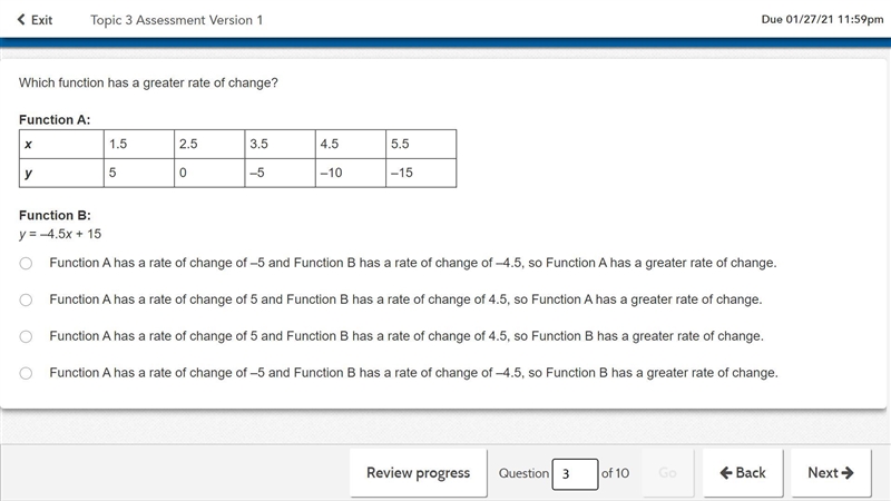 Which function has a greater rate of change?-example-1