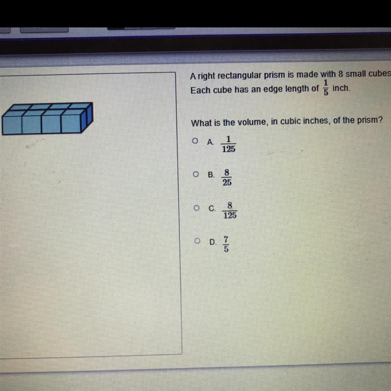 A right rectangular prism is made with 8 small cubes. Each cube has an edge length-example-1