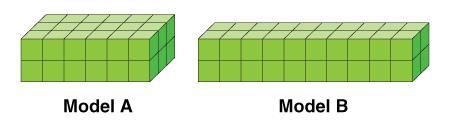 Sylvie made the solid figures shown using unit cubes. Which statement about these-example-1