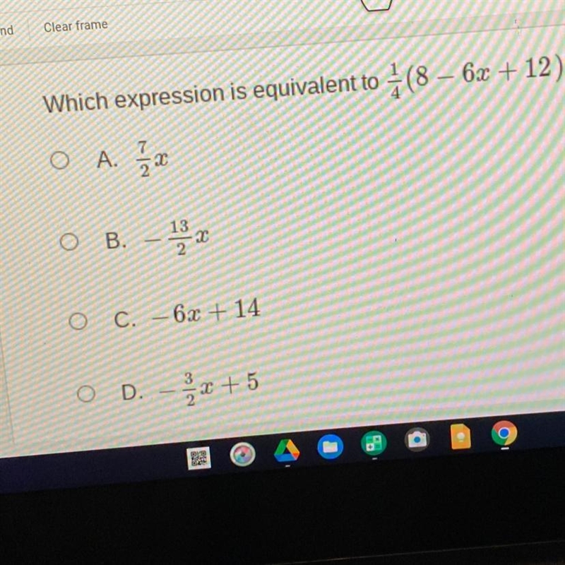 Which expression is equivalent??? Please help!!-example-1