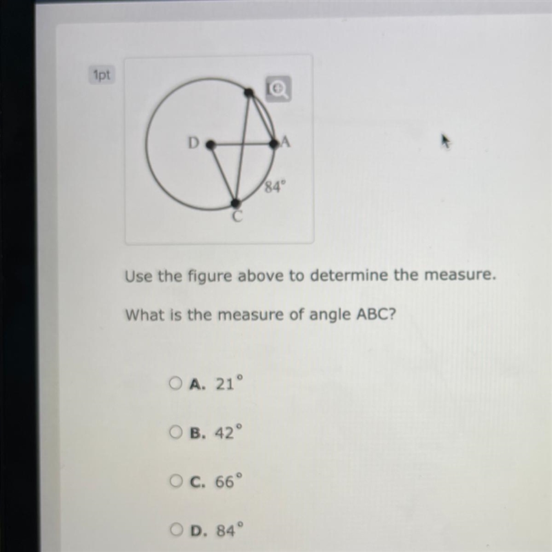 Use the figure above to determine the measure. What is the measure of angle ABC? a-example-1