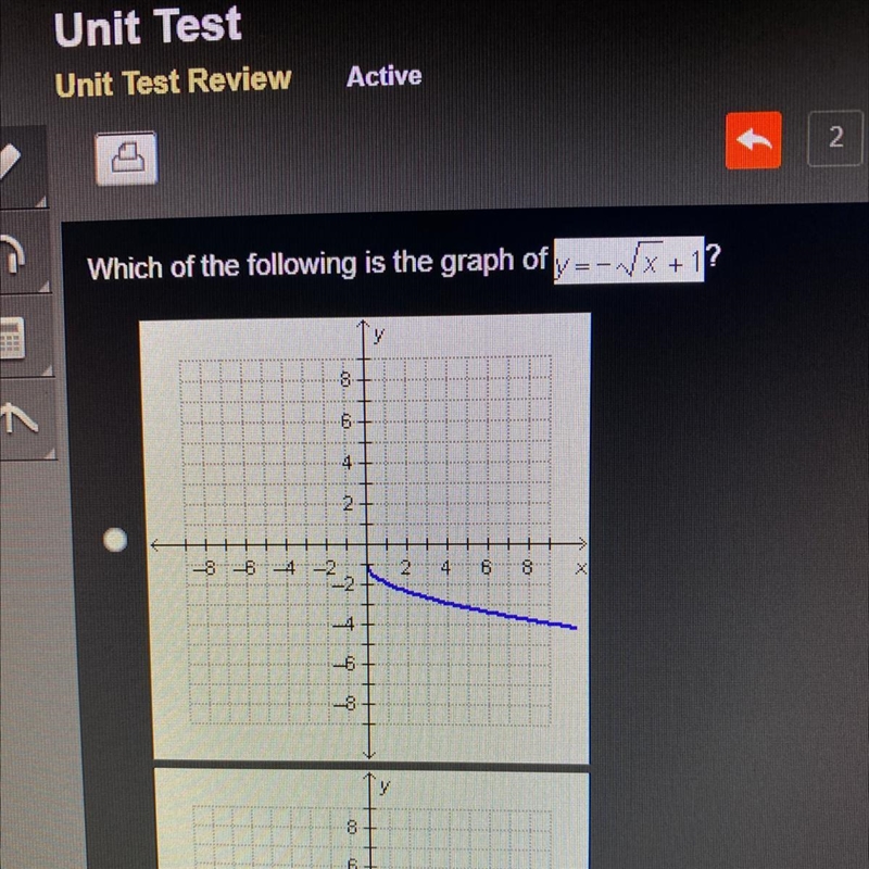 Which of the following is the graph of y= -√ x + 1?-example-1