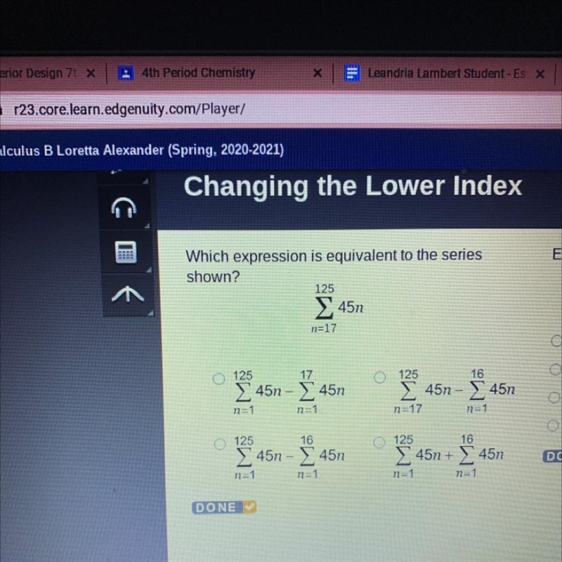 Which expression is equivalent to the series shown?-example-1