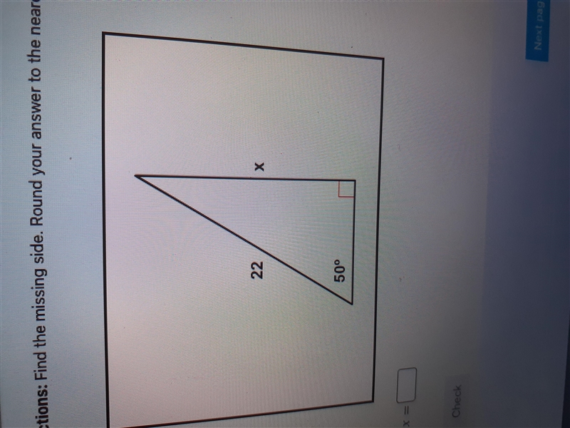 Find the missing side. Round your answer to the nearest tenth please help me-example-1