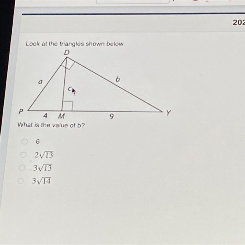 Look at the triangles shown below. What is the value of b ?-example-1