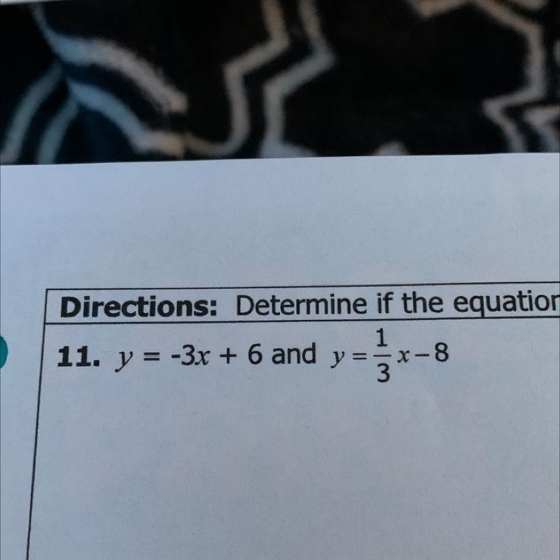 Y= -3x+6 and y=1/3x-8-example-1