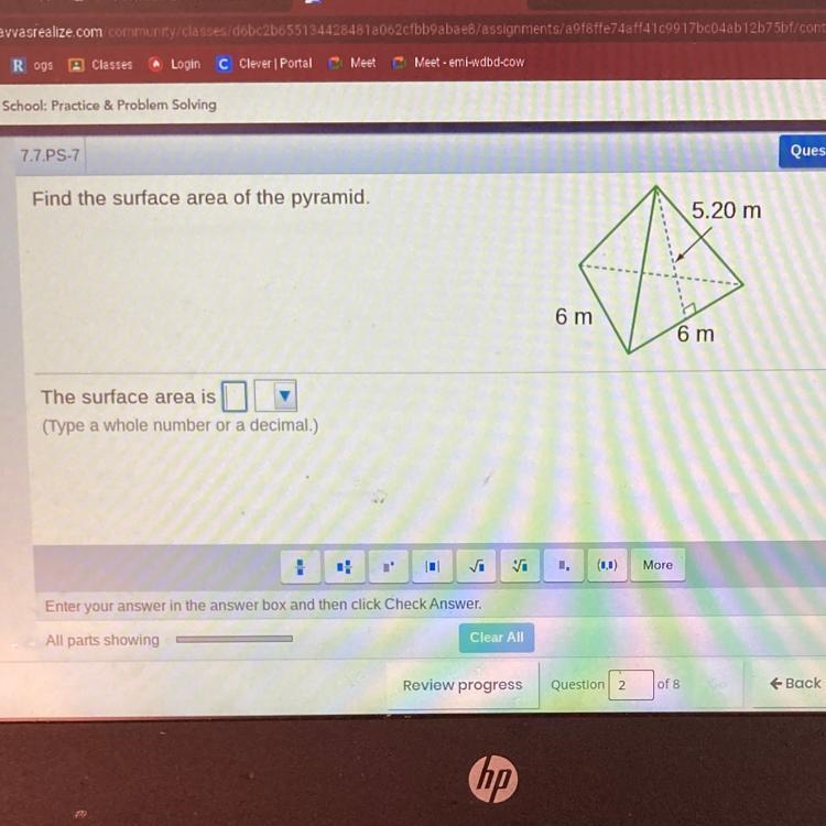 Find the surface area of the pyramid.-example-1