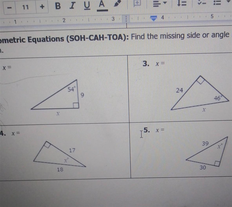 Please help. find the missing side or angle and each problem . ​-example-1