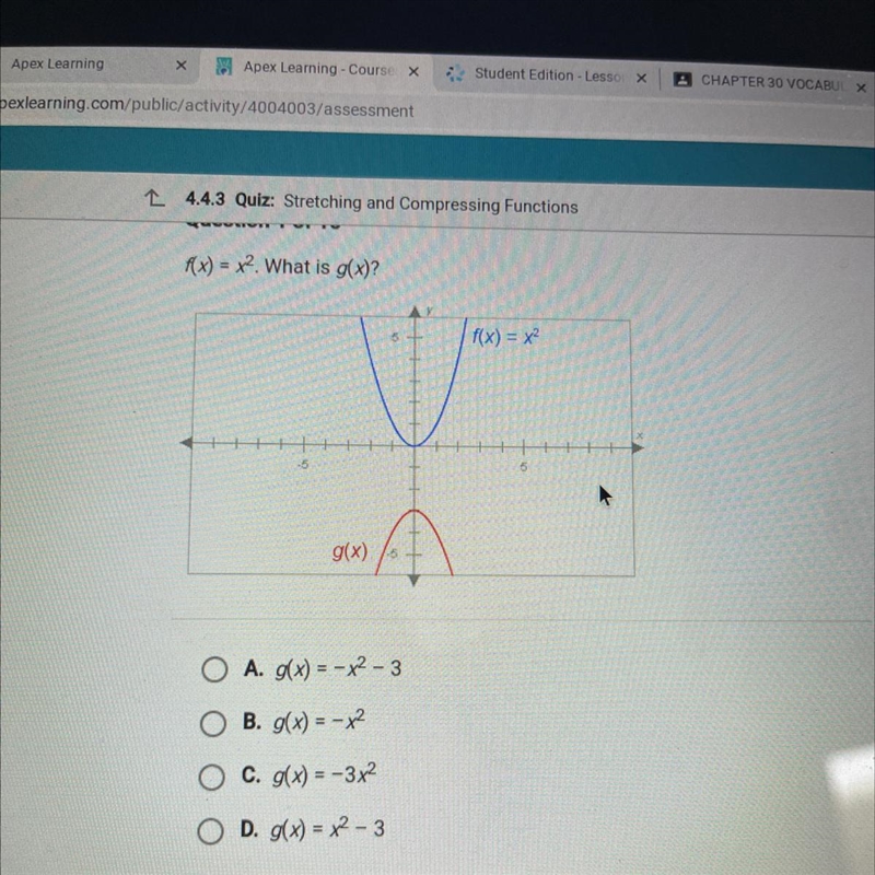 F(x) = x^2. what is g(x)?-example-1