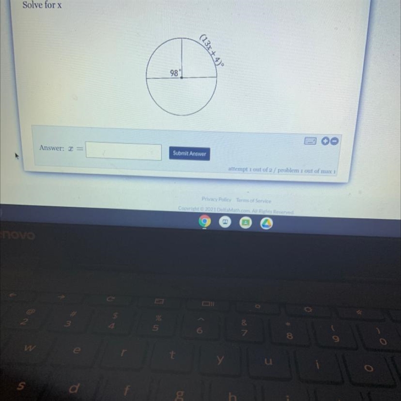 Solve for x (13x + 4)º 98-example-1