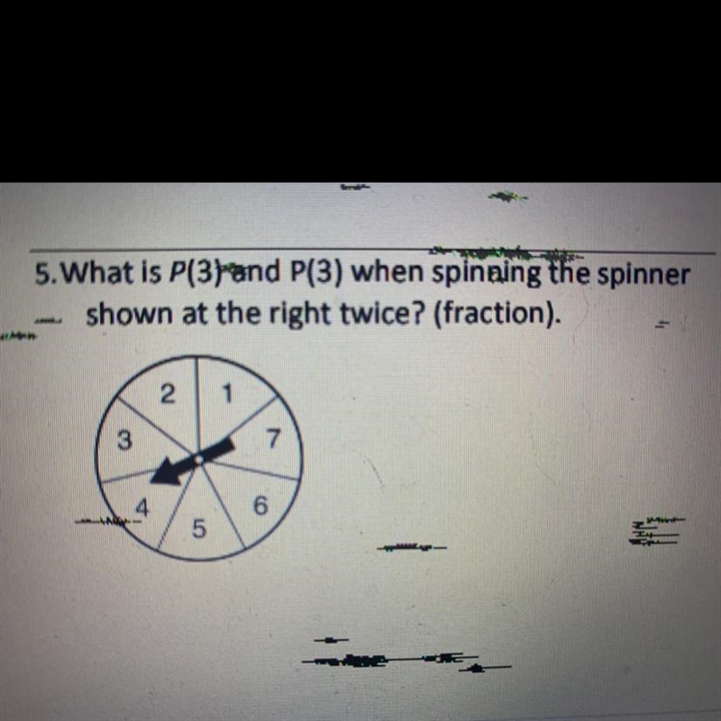 What is p(3) and p(3) when spinning the spinner shown at the right twice (fraction-example-1