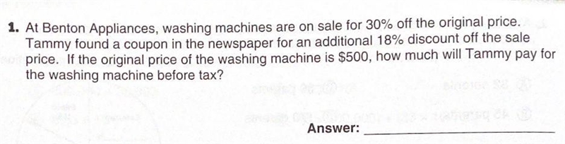 At Benton Appliances, washing machines are on sale for 30% off the original price-example-1