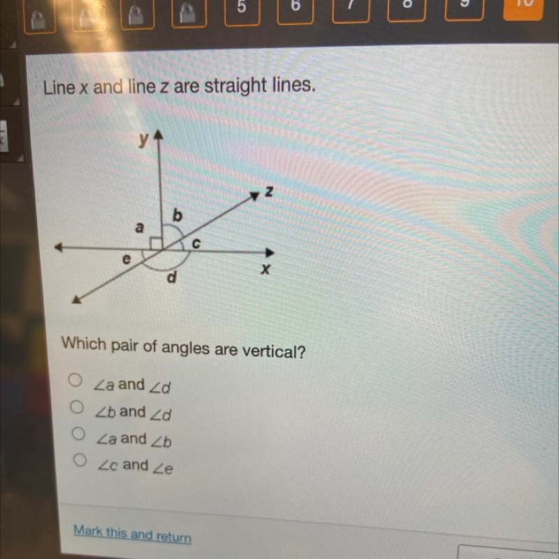 Need help please which pair of angles are vertical-example-1