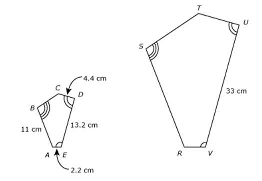 Help plz plz plz Pentagon ABCDE is similar to pentagon RSTUV . The perimeter of pentagon-example-1