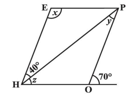 If the given figure find the value of x, y and z. I m giving you thirty pts please-example-1