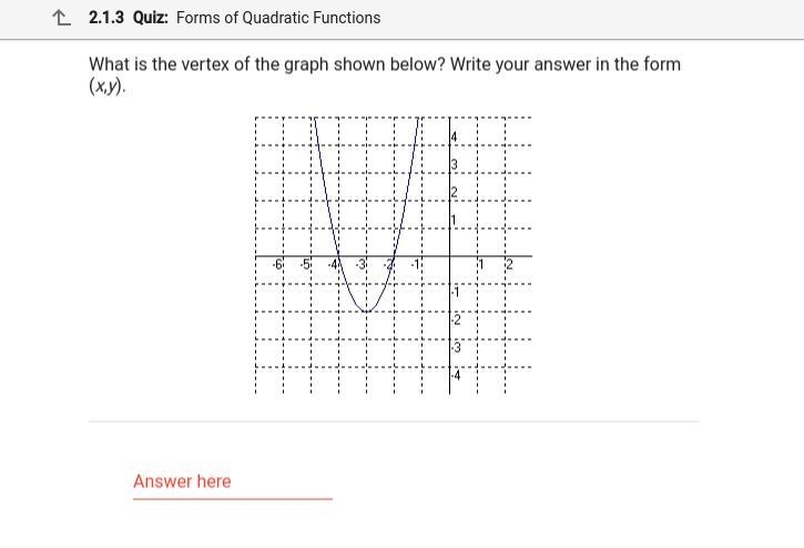 What is the vertex of the graph show Below?-example-1