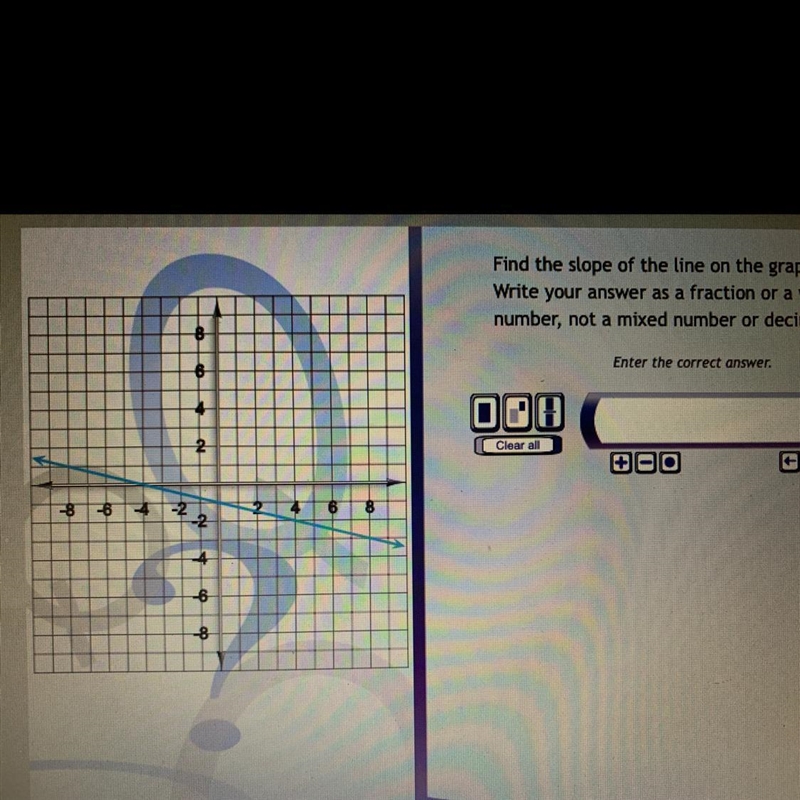 Find the slope of the line on the graph. Write your answer as a fraction or whole-example-1