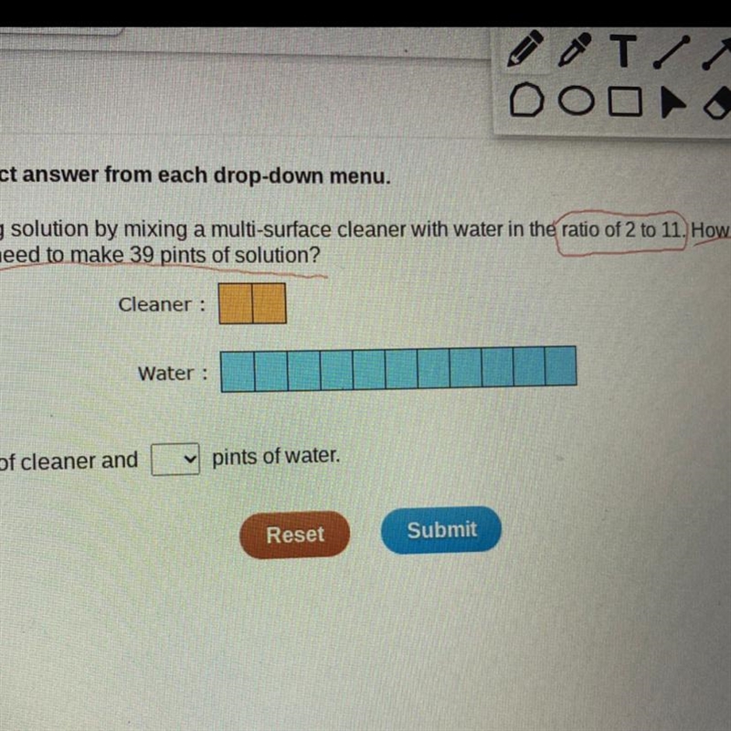 Madison is making a cleaning solution by mixing a multi-surface cleaner with water-example-1