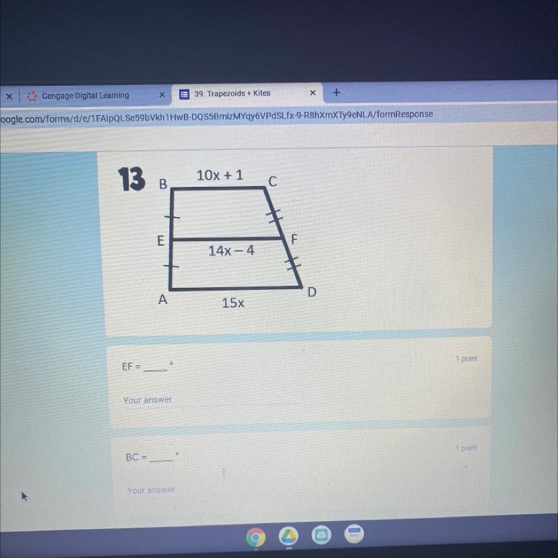 Find the length of the indicated segments of each trapezoid.-example-1