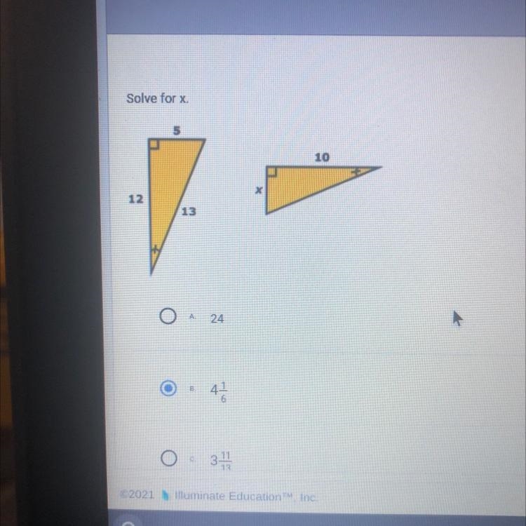 Solve for x. 5 10 12 13-example-1