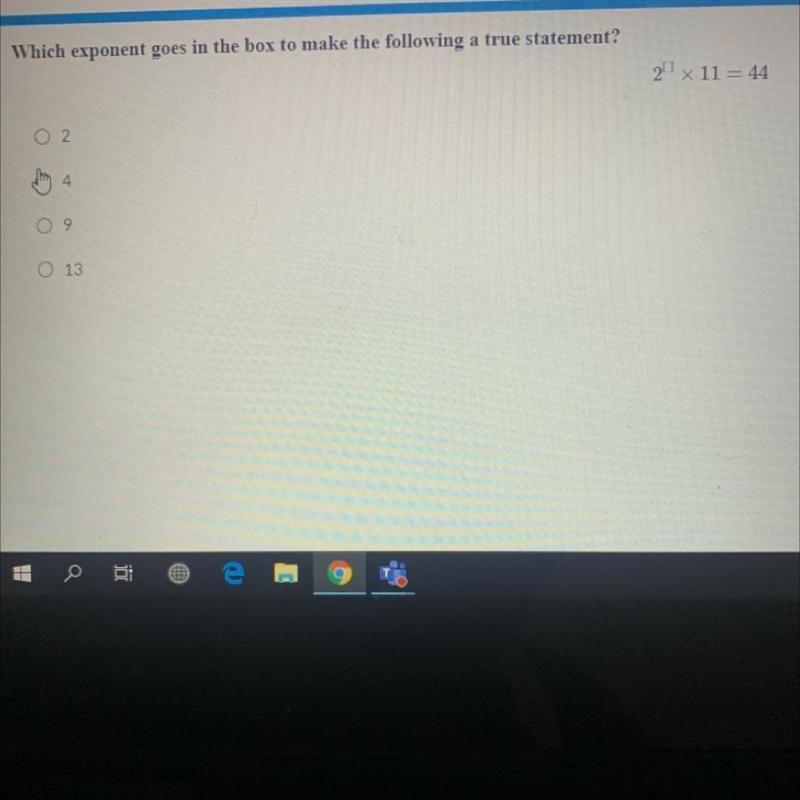 Which exponent goes in the box to make the following a true statement? Plzz show your-example-1