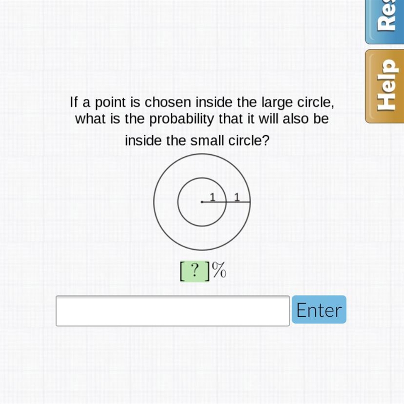 if a point is chosen inside the large circle what is the probability that it will-example-1