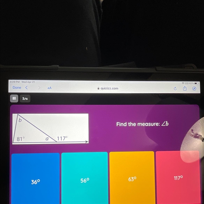 Find the measure of the angle Lb 81° 117°-example-1