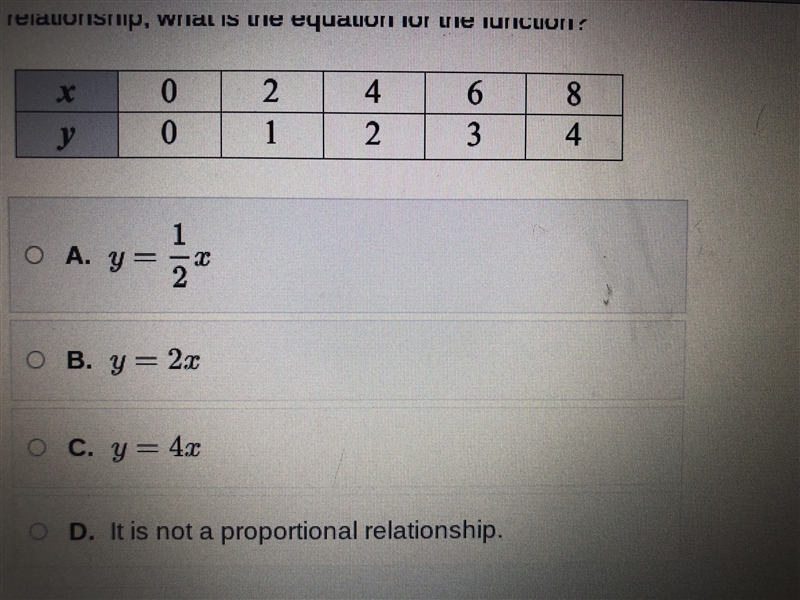 If the values in the table below model a proportional relationship, what is the equation-example-1