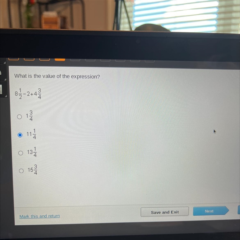 What is the value of the expression? 6,5 81 /2- 2 +43/4 O 12 114 131 153-example-1