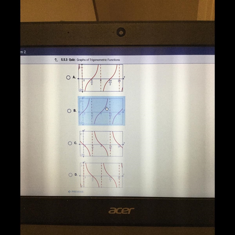 Select the graph of y = tan x-example-1