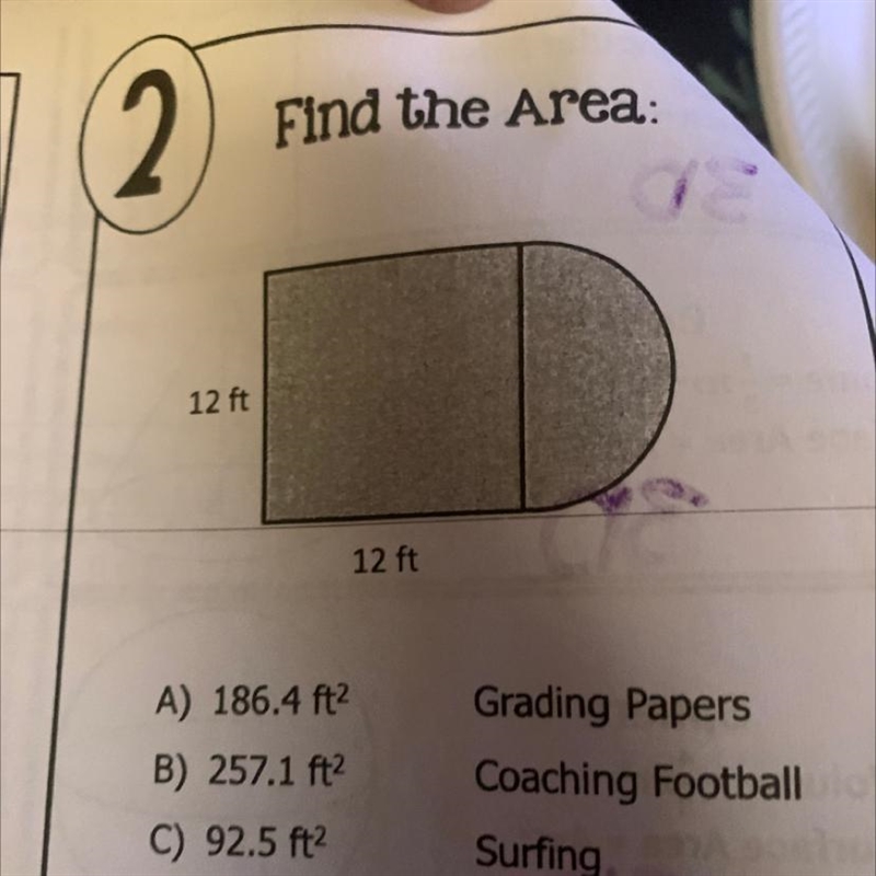 Find the area 12ft 12ft-example-1