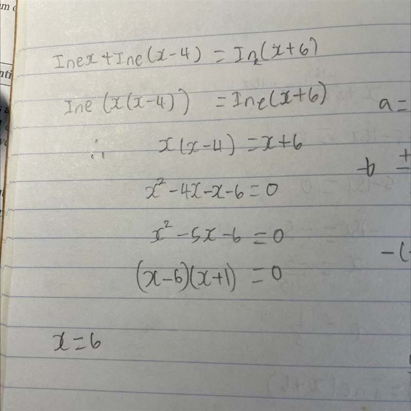 Can someone explain why the ans is X=6? Its (x-6)-example-1