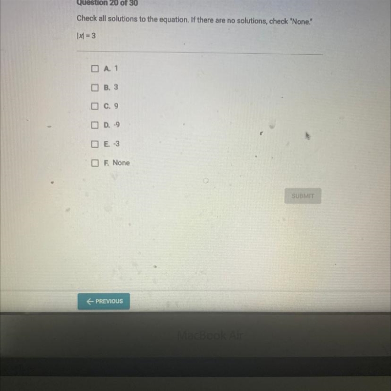 Check all solutions to the equation. If there are no solutions, check "None.&quot-example-1