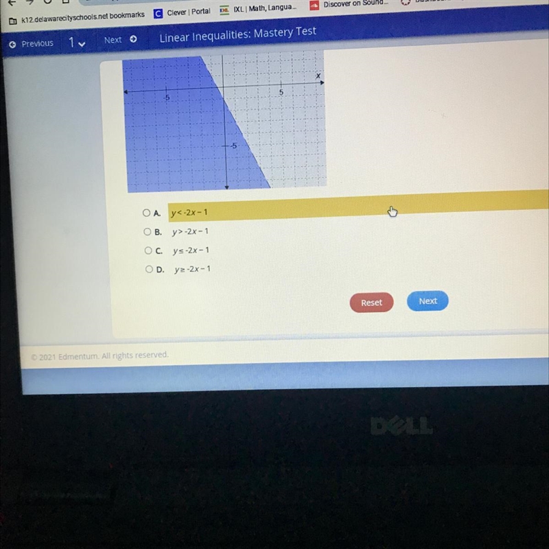 Which inequality is graphed on the coordinate plane?-example-1