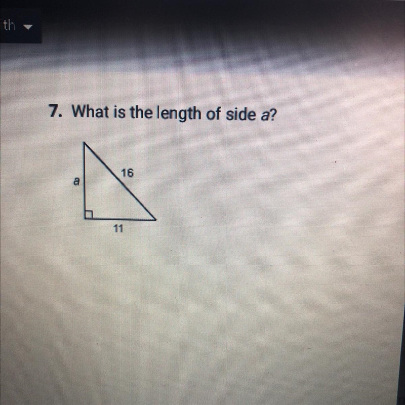 7. What is the length of side a? Help please-example-1