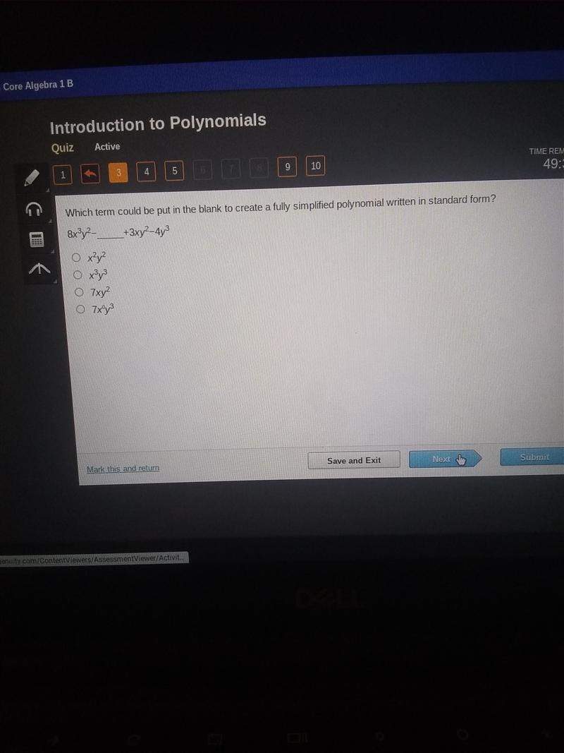 Which term could be put into the blank to create a fully simplified polynomial written-example-1