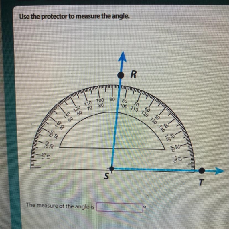 PLS HURRY Use the protector to measure the angle.-example-1