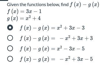 Given the functions below, find f(x)+g(x) CHECK MY ANSWERS PLEASE-example-1