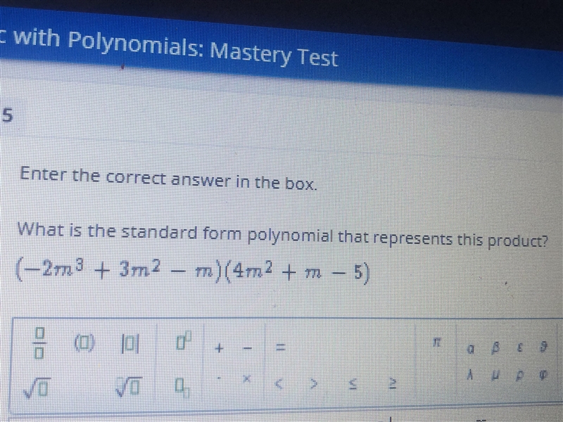 What is the standard form polynomial that represents this product? (-2m3+3m2-m) (4m-example-1