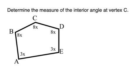 Determine the measure of the interior angle at vertex C.-example-1