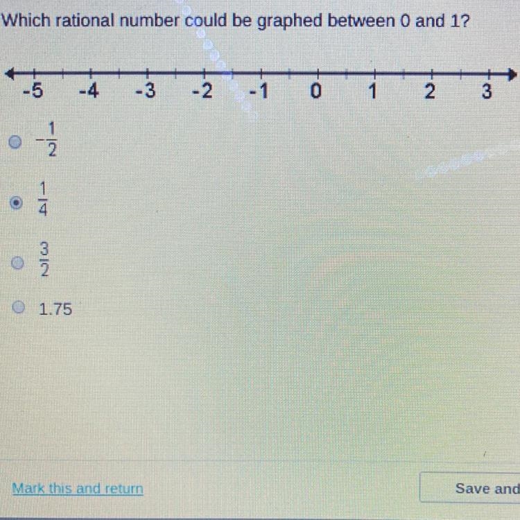 Which rational number could be graphed between 0 and 1? -5 -4 -3 -2 -1 0 1 2 3 - نات Nw-example-1