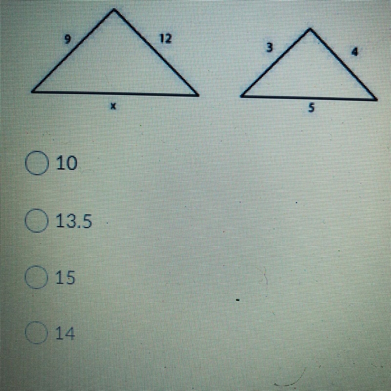 The following triangles are similar. Find x-example-1