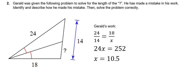 Someone help please 2. Gerald was given the following problem to solve for the length-example-1