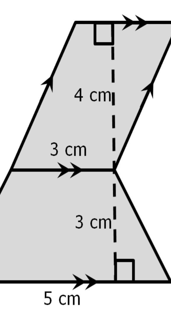 Find the area of the composite figure shown below.   A. 12 cm2 B. 36 cm2 C. 24 cm-example-1