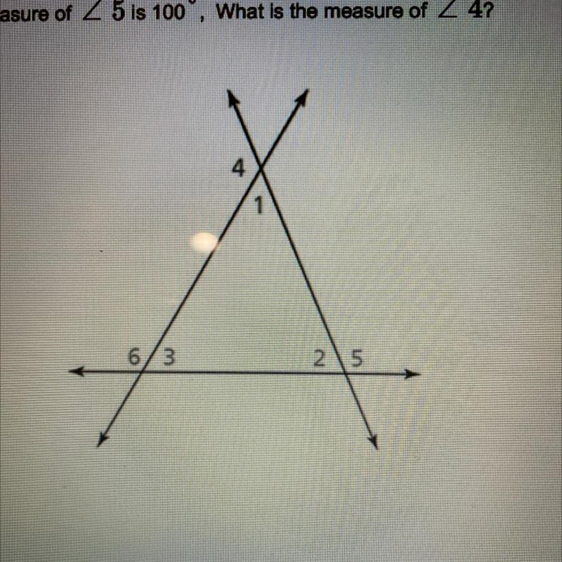 The measure of 2 bis 120° The measure of Z5 is 100°, What is the measure of 2 4? A-example-1