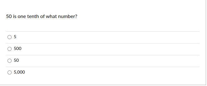 50 is one tenth of what number?-example-1