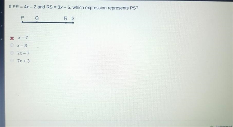 I thought x-7 was the right answer because don't you need to subtract? But apparently-example-1