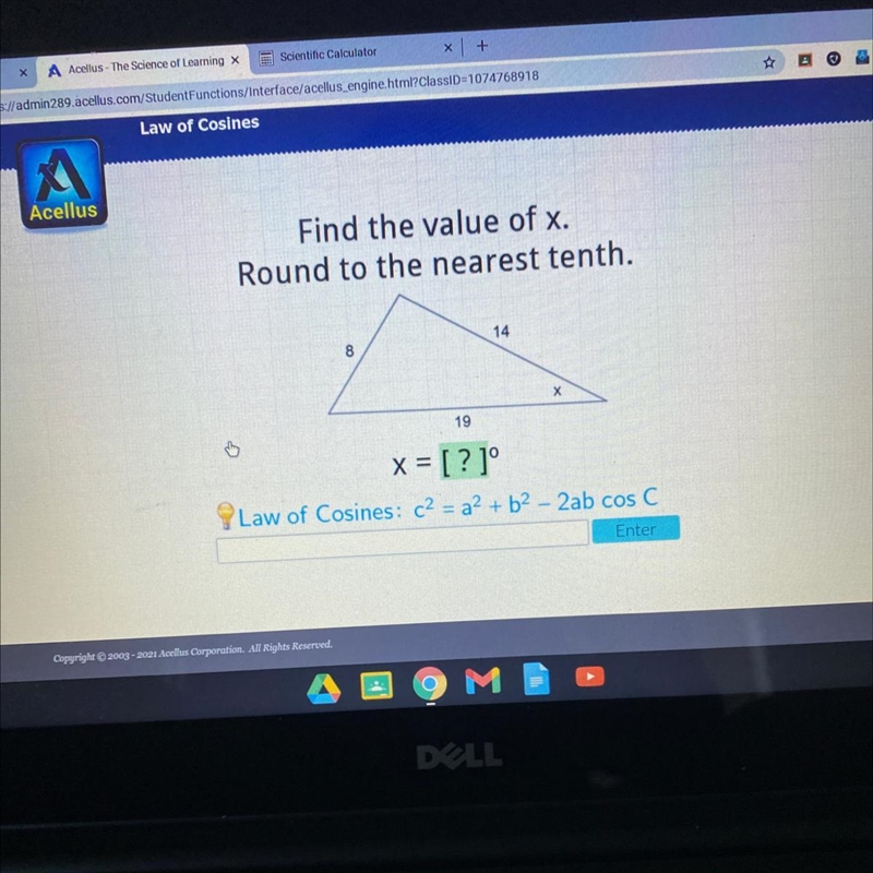 Find the value of x. Round to the nearest tenth.-example-1